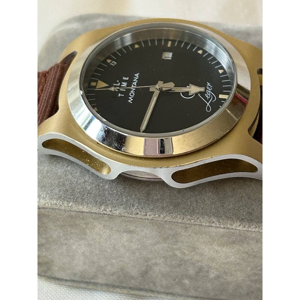 AL-Time Leger Watch 18-2 Yellow Gold Anodized Aluminum 40mm Quartz Aviation - Picture 13 of 16